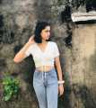 White Dot V Neck Short Sleeve Front Gather Top. 