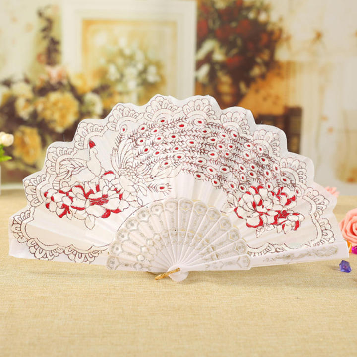 PVC Folding Fan Chinese Fan Folding Hand Fan Decorative Handheld Fan Peacock Fan Handheld Fan Craft Fan Decorative Fan Dance Fan