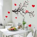 Red Heart Birds Tree Branch Wall decoration stickers room wallpaper bedroom nursery kids room Home decoration Wall Stickers. 