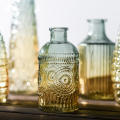 European Retro Relief Transparent Decorative Glass Vase Decor Living Room Luxury Home Decoration Hydroponic Flower Arrangement. 