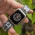Black & Rose Mix Two Tone Stainless Steel Luxury Ladies Watch Quartz Analog Business Chain Casual Wrist Dial Square Watches For Women Girls PT. 