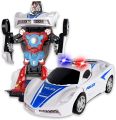WolVol Robot Police Car Toy with Lights and Sounds for Kids, with Bump and Go Action. 