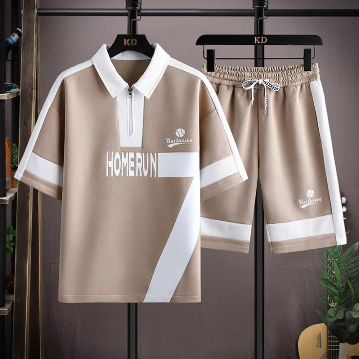 Sportswear%20Suit%20Men's%20Summer%20New%20Fashion%20WaffleTT-shirtpoloSuit%20Two-Piece%20Handsome%20Match%20-%20Image%202