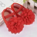 New Soft Cotton Newborn Toddler Baby Shoes Cute Chiffon Flower Bows Non-slip Floor Baby Girl Shoes Girls First Walk Shoes. 