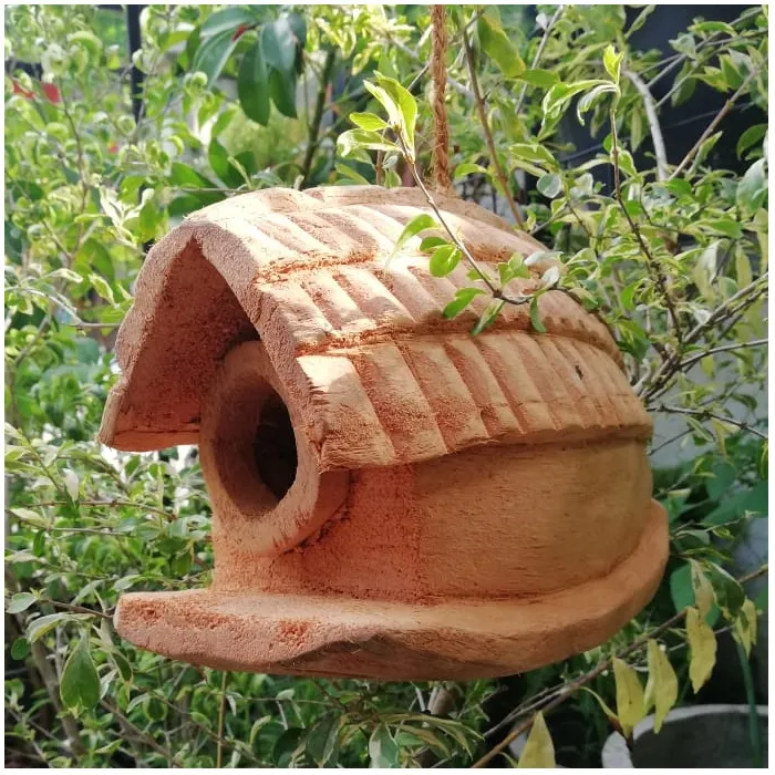 Coconut Husk Bird nest Squirrel (ලේනා) cage Natural Bird House Outdoor House shaped coco cage Pol Leli Kurulu Kuduwa Lena Kuduwa And can be use for Restaurants , Hotel decoration
