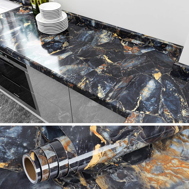 60cm Kitchen oil sticker self-adhesive marble pattern waterproof ...