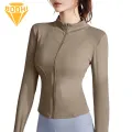 Zip Up Jacket Women's Stand Collar Zip-up Sports Top Quick Dry Breathable Slim Fit Gym Coat. 