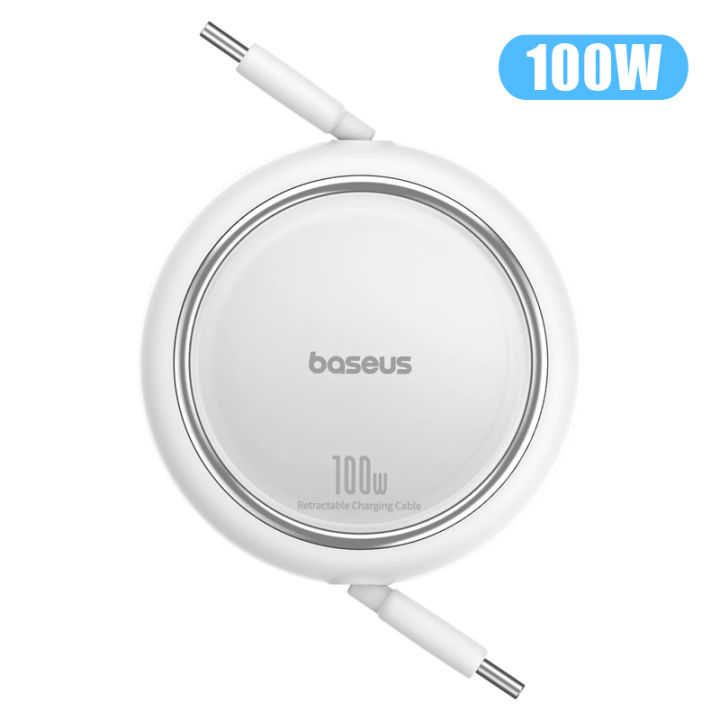 Baseus Retractable PD 100W Type-C To Type-C Charing Cable For iPhone 15 Plus Pro Max Fast Charger Type C Cable For MacBook iPad