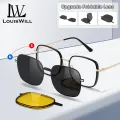 LouisWill 3 In 1 Sunglasses Men Polarized Sunglasses Night Vision Eyewear Upgraded Foldable Lens Magnetic Sun Glasses Frame Spectacles Unisex Anti-UV Spectacles Fashion Eyeglass Outdoor Travel Sports Running Hiking. 