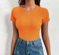 Cuelo Short Sleeve O-Neck Crop Top T-Shirt. 