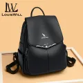 LouisWill Women’s Backpack Shoulders Bag Waterproof PU Large Capacity Backpack Lightweight Laptop Backpack Casual Zipper Packs Multiple Pockets For Girls Teens Women’ Fashion. 