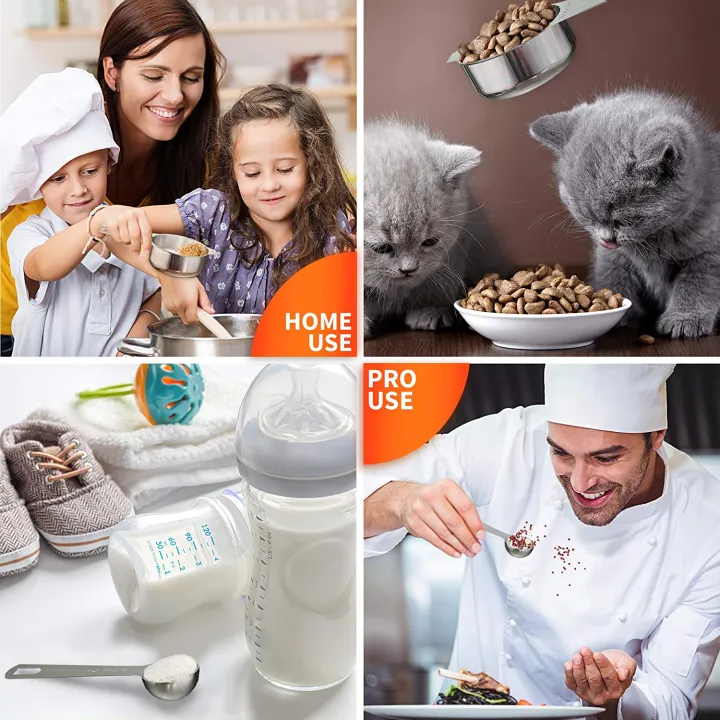 Stainless%20Steel%20Measuring%20Cups%20and%20Spoons%20Set%20of%2014%20Pieces,Portable%20-%20Image%203