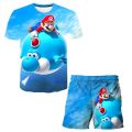 3d Super Mario Bros T-shirt Set Children's Sportswear Boys' Mesh Quick Drying Boys' T-shirt Shorts Set Summer Beach. 