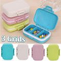 3 Grids Tablets Organizer Container Travel Pill Box with Seal Ring Portable Small Box Wheat Straw Medicines Storage Container. 