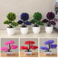 Simulation Plant Potted Sakura Snowball With Pot Artificial Plants Bonsai Green Small Tree Mini Small Ball Flower Decoration. 