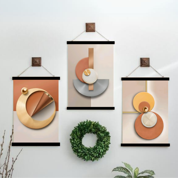 Modern Abstract Orange Blue Canvas Painting Wall Hanger Frame Modern Luxury Wall Decor For ...