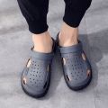 Vietnam Natural Rubber Sandals Summer Closed-Toe Slippers Men's Breathable Outer Wear Hole Thick Bottom Two-Way Beach Shoes. 