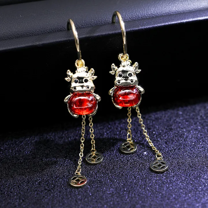 【ALLGOOD】1Pair Earrings Cow Shape Wedding Jewelry Rhinestone Ladies Dangle Earrings for Birthday Pary Earrings Wedding Jewelry Dangle