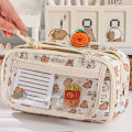 Cartoon Pencil Case Trendy Capybara Large Capacity Pen Bag Design Black Stationery Bag for Students Office School Gift Desk. 
