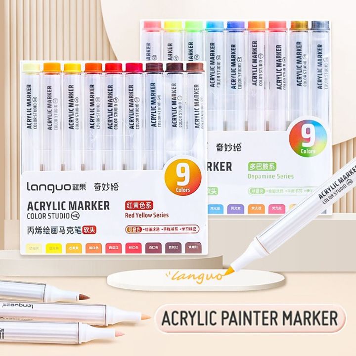 High-quality 9-Colors Marker Pen Stackable Color Art Stationery Acrylic ...