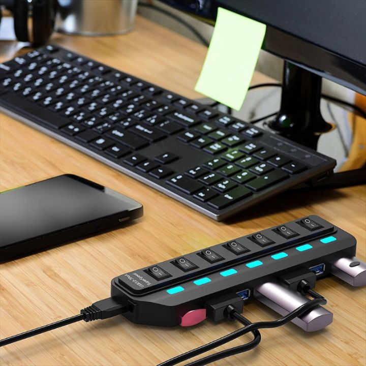 %E3%80%90EleganceWorld%E3%80%91USB%203.0%20Splitter,7%20Port%20USB%20Data%20Hub%20with%20Power%20Adapter%20and%20One%20Charging%20Port,Individual%20On/Off%20Switches%20and%20Lights%2020CB%20-%20Image%206