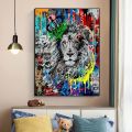 Abstract Lion Animal Graffiti Art Canvas Oil Painting Print Poster Pop Art Wall Picture for Living Room Home Decoration No Frame. 
