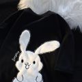 Cute Plush Rabbit Short Sleeve T Women's T-shirt ins Trendy Summer Design Sense Niche Loose Girlfriends Clothes Summer Pure Cotton Top. 