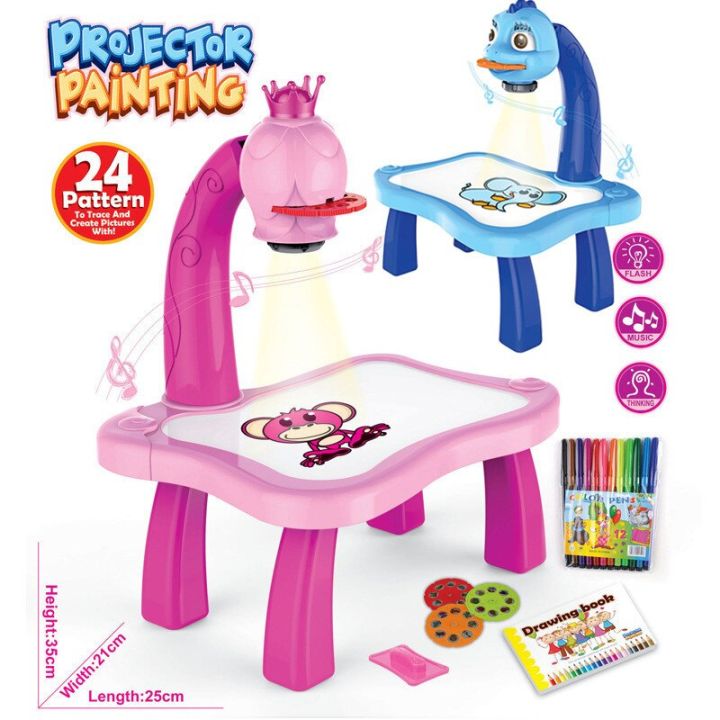 Children Led Projector Art Drawing Table Kids Painting Board Desk
