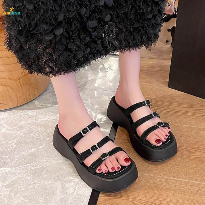 Women's%20Platform%20Sandals,%20Slip%20on%20Flat%20Sandal,%20Slip%20on%20Slippers%20Lightweight%20Open%20Toe%20Slide%20Sandals%20Adjustable%20Buckle%20for%20Pool,%20Traveling,%20Street%20,%2039%20-%20Image%203