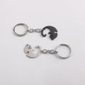 2PCS/Set Yin Yang Cats Couple Keychains Love Heart Round Stainless Steel Pendants Key Chain Valentine's Day Gift. 