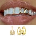 New Gold Color Hip Hop Tooth Grillz Hollow Heart Copper Dental Grillz Double Heart Shiny Zircon Teeth Caps Tooth Jewelry. 