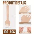 100pcs Wooden fork mini fork 4-inch small fork large appetizer compostable fork tableware mini cutlery cake. 