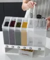 Wall-Mounted Dry Food Dispenser 6-Grid Cereal Dispensers Food Storage Container Kitchen Storage Tank for Cereal, Rice, Candy, Coffee Bean, Snack, Grain. 