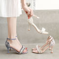Stiletto Heels Women2023New French Style Teenage High Heels Sandals with Strap Fairy Style Wanwan Style Shoes Gentle. 
