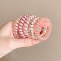 5PCS Colorful Telephone Wire Hair Ring Girls Traceless Springs Elastic Hairbands For Women Headdress Hair Ties Rubber Bands Bayline. 