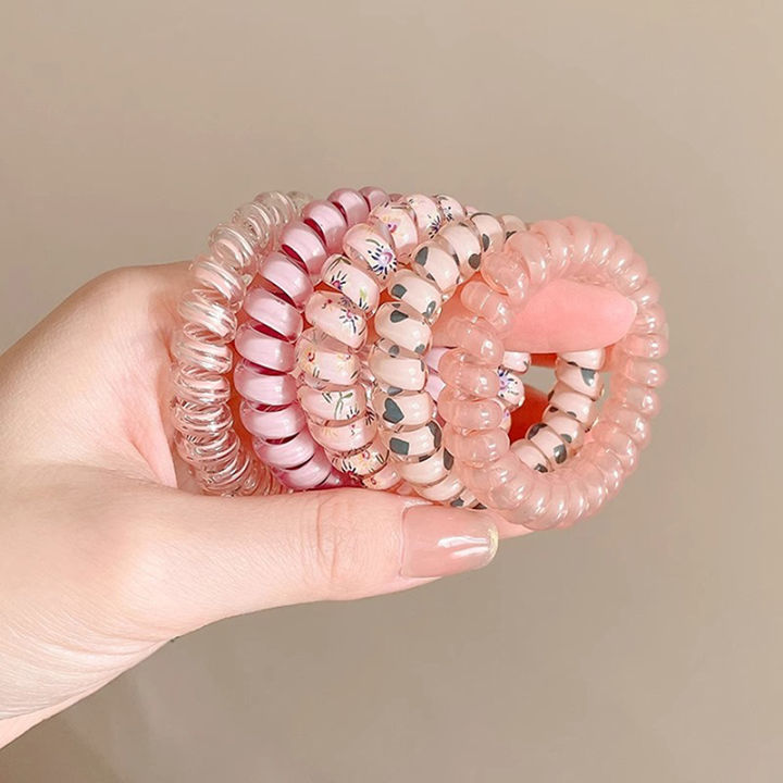 5PCS%20Colorful%20Telephone%20Wire%20Hair%20Ring%20Girls%20Traceless%20Springs%20Elastic%20Hairbands%20For%20Women%20Headdress%20Hair%20Ties%20Rubber%20Bands%20Bayline%20-%20Image%204