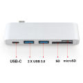 5 in 1 Type C Aluminum Hubs to USB 3.0 Card Reader Power Delivery for MacBook Air Pro Other USB C Devices. 