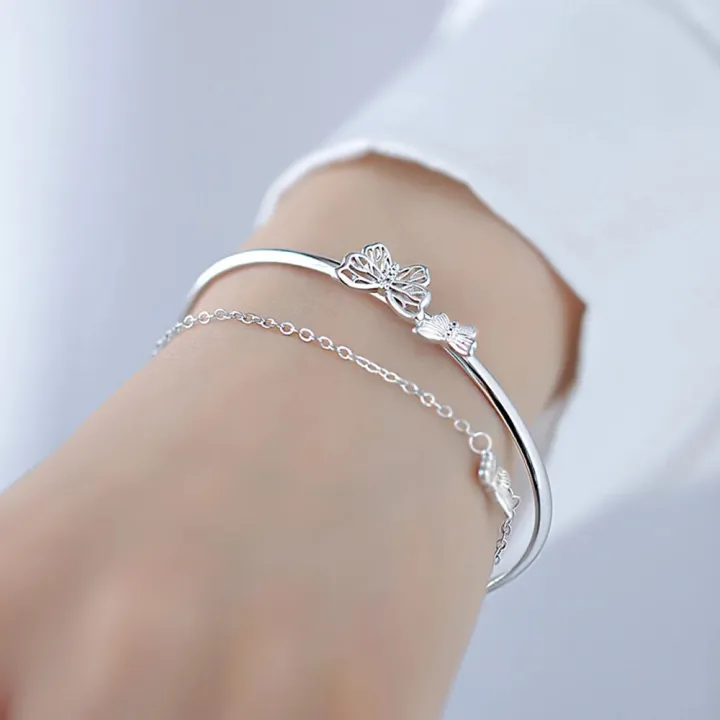 Fashion%20Hollow%20Butterfly%20Bangle%20Bracelet%20Silver%20Color%20Double%20Layer%20Tassel%20Chain%20Bracelet%20For%20Women%20Girls%20-%20Image%203