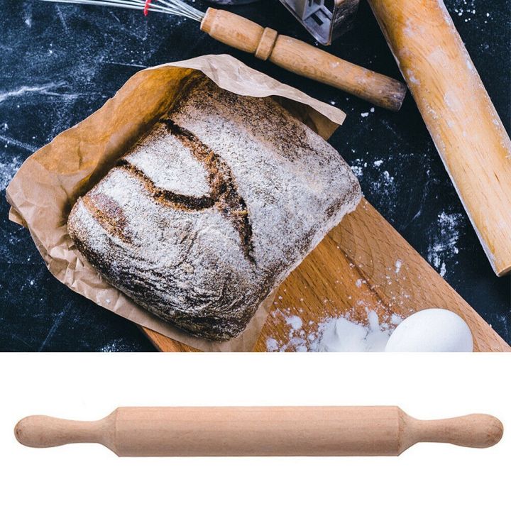 Wooden Rolling Pin Non-stick Kitchen Baking Roll Stick Dough Roller Tool