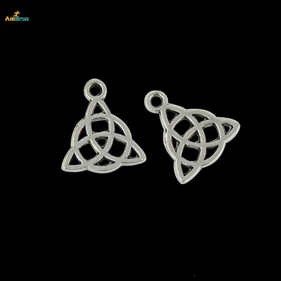50Pcs Antique Silver Tibetan 15 x 17mm Knot Triquetra Charm