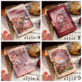 Blank Page Notebook Beautiful A7 Size Rose Manor Diary Portable Sweet Pink Notepad for Student Diary Writing Portable Use. 