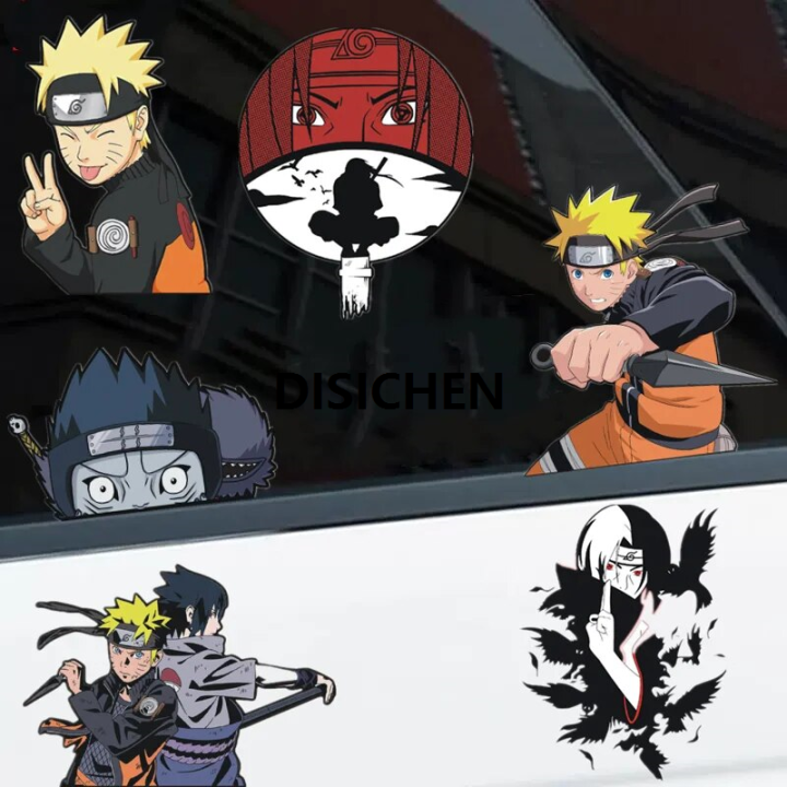 Cars Party Sticker DISICHEN NARUTO Anime Reflective Car Sticker Uchiha Sasuke Uzumaki ...