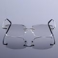 Oversized Myopia Glasses Men Gradient Gray Lens Rimless Frame Anti Blue Light Computer Eyeglasses For New Business Male Eyewear. 