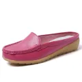 【ZOSR】Half Shoes Women Korean Style Leather Flat Shoes for Women Big Size 35-43 Slip on Loafers Korean White Shoes Ballet Ladies Nurse Shoes Fashion Women Mules Croc. 