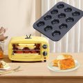 Muffin  tray  Baking pan Cup Cake Baking Tray  12 Cup Muffin Tin, Carbon Steel Muffin Tray Cupcake Baking Tray for Muffins, Cupcakes and Pudding Baking, Black. 