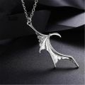 【IKE】Gothic Devil Wing Couple Necklace for Women Men Dragon Wing Love Heart Pendant Necklace Friendship Necklaces Family Jewelry. 