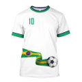 2025 New AdultBrazil Jersey Men's T-shirt O-Neck Oversized Short Sleeve Men's Clothing 3D Print Brazilian Flag Selection Football Team Shirt. 