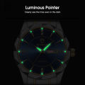 LouisWill Fashion Men Quartz Watches Double Calendar Men's Commercial Steel Strip Watches 30M Waterproof Luxury Business Wristwatches With Luminous for Outdoor Business Travel Exercise. 