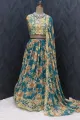 Ethnic Yard Women's Gerogette Semi Stitched Firoji Lehenga Choli(FROM INDIA)NUZ. 