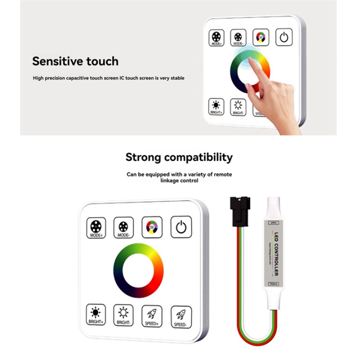 LED Strip Light Controller with 8 Key Touch Panel Wireless Controller ...